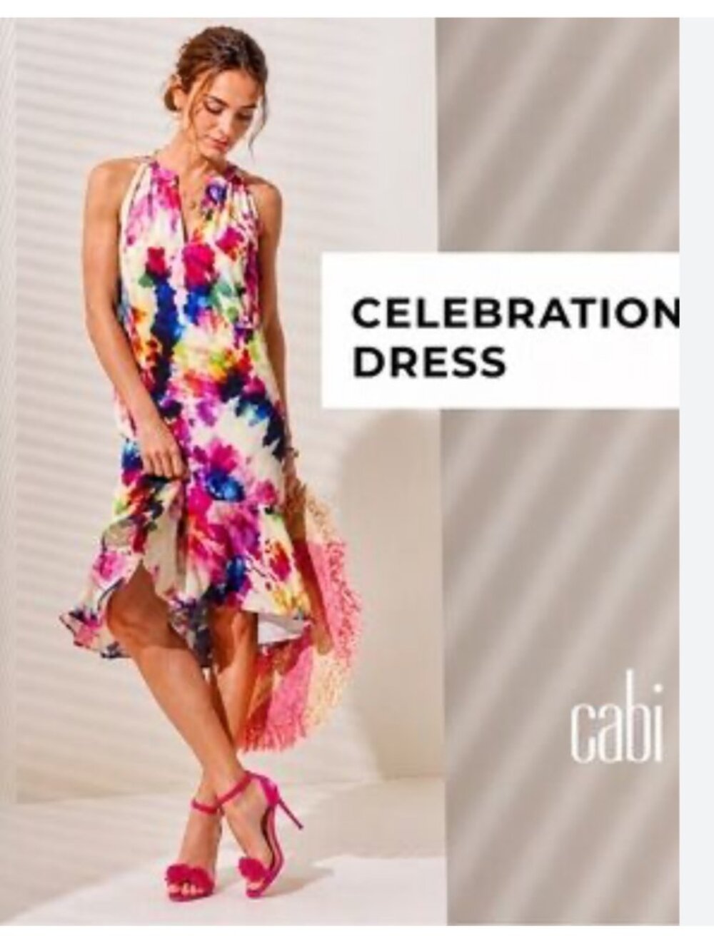 CAbi Celebration dress style #5971 abstract watercolor midi dress sz Medium
